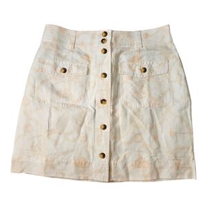 Vineyard Vines Stylish Cream with Nautical Print Button-Front Skirt Size Small
